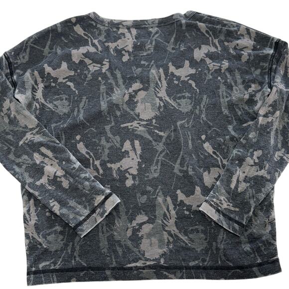 Chaser Shirt Womens X Small Gray Camo Vintage Rib‎ V Neck Top Snap Detail - Picture 4 of 9